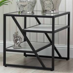Irvine Clear Glass Top End Table With Matte Black Steel Frame