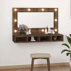 Irvine Wooden Wall Dressing Cabinet In Brown Oak With LED - UK