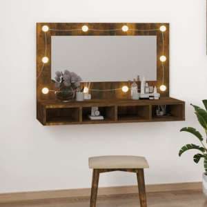 Irvine Wooden Wall Dressing Cabinet In Smoked Oak With LED - UK