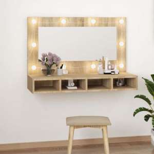 Irvine Wooden Wall Dressing Cabinet In Sonoma Oak With LED - UK