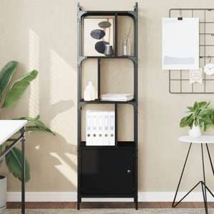 Irving Wooden Bookcase With 4-Tier And 2 Doors In Black - UK