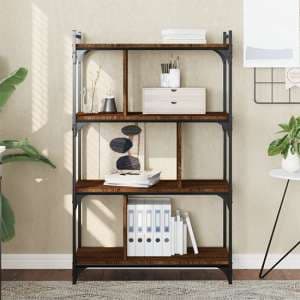 Irving Wooden Bookcase With 4-Tier In Brown Oak - UK
