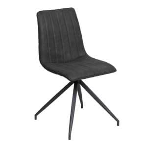 Isaak PU Leather Dining Chair With Metal Legs In Charcoal - UK