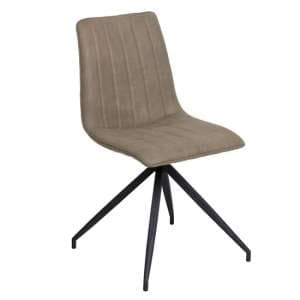 Isaak PU Leather Dining Chair With Metal Legs In Taupe - UK
