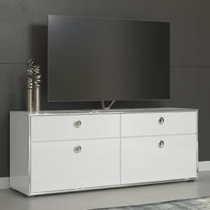 Isna High Gloss TV Stand With 2 Doors 2 Drawers In White