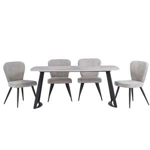 Ivan Carlos Grey Stone Dining Table With 6 Valko Grey Chairs - UK