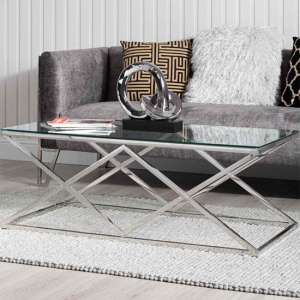 Ivins Clear Glass Coffee Table With Chrome Stainless Steel Base