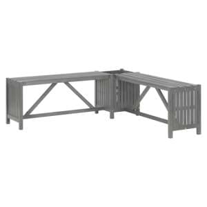 Ivy Corner Wooden Garden Seating Bench With 2 Planters In Grey - UK