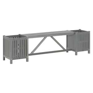 Ivy Wooden Garden Seating Bench With 2 Planters In Grey - UK