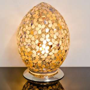 Izar Medium Autumn Flower Egg Design Mosaic Glass Table Lamp