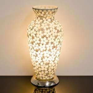 Izar Medium Opaque Flower Design Mosaic Glass Vase Table Lamp