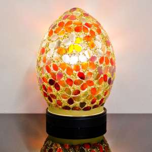 Izar Small Amber Flower Egg Design Mosaic Glass Table Lamp