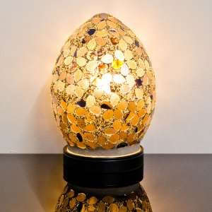 Izar Small Autumn Flower Egg Design Mosaic Glass Table Lamp