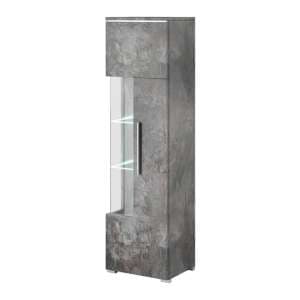 Izola Display Cabinet Tall Left 1 Door In Slate Grey With LED