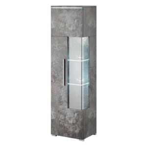 Izola Display Cabinet Tall Right 1 Door In Slate Grey With LED - UK