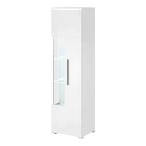 Izola Gloss Display Cabinet Tall Left 1 Door In White With LED
