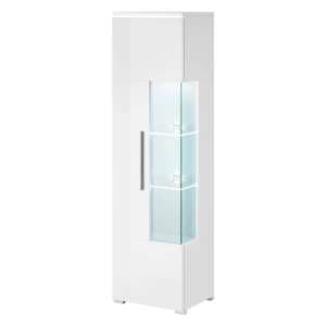 Izola Gloss Display Cabinet Tall Right 1 Door In White With LED - UK