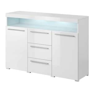 Izola Gloss Sideboard 2 Doors 3 Drawers In White With LED - UK