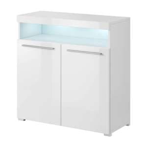 Izola High Gloss Sideboard With 2 Doors In White And LED