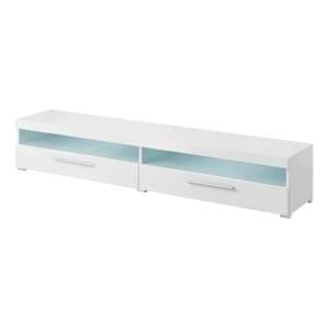 Izola High Gloss TV Stand Wide With 2 Drawers In White And LED