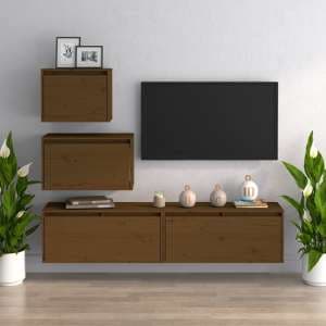 Jacarra Solid Pinewood Entertainment Unit In Honey Brown