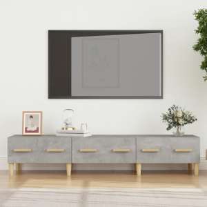 Jacey Wooden TV Stand With 3 Drawers In Concrete Effect - UK