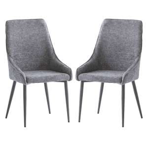 Jacinta Graphite Fabric Dining Chairs With Grey Legs In Pair - UK