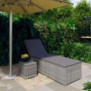 Jack Rattan Sun Lounger With Cushion And Tea Table In Grey - UK
