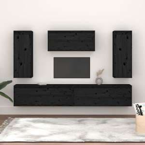 Jackie Solid Pinewood Entertainment Unit In Black