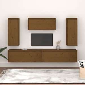 Jackie Solid Pinewood Entertainment Unit In Honey Brown