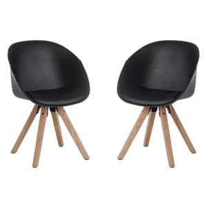 Jaclyn Black PU Visitor Chair With Wooden Legs In Pair