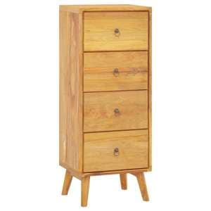 Jacop Solid Teak Wood Chest Of 4 Drawers In Natural - UK