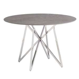 Jadzia 120cm Round Marble Dining Table In Grey