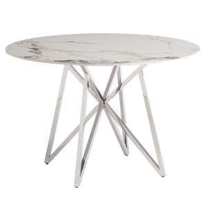 Jadzia 120cm Round Marble Dining Table In White