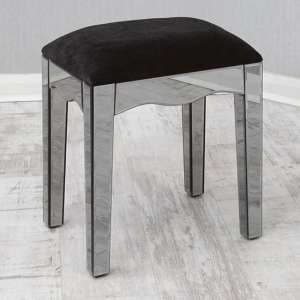 Jael Smokey Mirrored Dressing Table Stool With Black Seat
