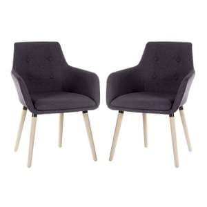 Jaime Fabric Reception Chairs In Graphite With Wood Legs In Pair