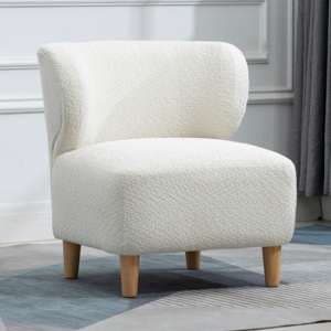 Jakarta Fabric Bedroom Chair In White With Oak Legs - UK