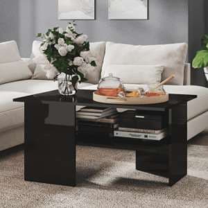 Jalie High Gloss Coffee Table With Undershelf In Black