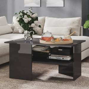 Jalie High Gloss Coffee Table With Undershelf In Grey
