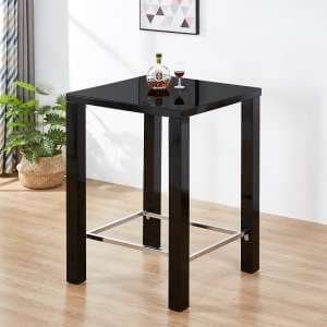 Jam High Gloss Bar Table Square Glass Top In Black