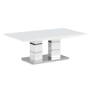 Jasna High Gloss Coffee Table With Steel Coated Base In White - UK