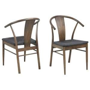 Janiko Matt Smoke Oak Wooden Dining Chairs In Pair