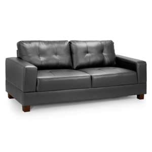Jared Faux Leather 3 Seater Sofa In Black