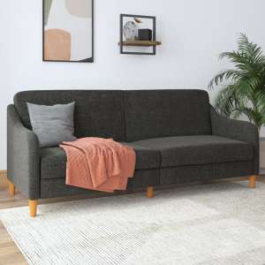 Jaspar Linen Fabric Sofa Bed With Wooden Legs In Grey - UK