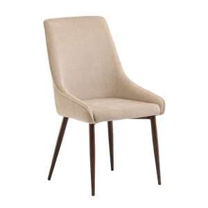 Jasper Fabric Dining Chair In Ivory With Wenge Legs - UK