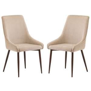 Jasper Ivory Fabric Dining Chairs With Wenge Legs In Pair - UK
