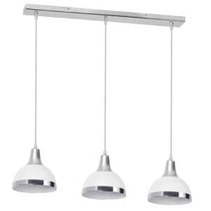Jaspro 3 Metal Shades Pendant Light In White And Chrome - UK
