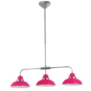 Jaspro 3 Steel Shades Pendant Light In Pink And Chrome - UK