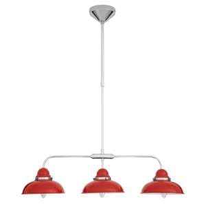 Jaspro 3 Steel Shades Pendant Light In Red And Chrome - UK