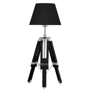 Jaspro Black Fabric Shade Table Lamp With Wooden Tripod Base
